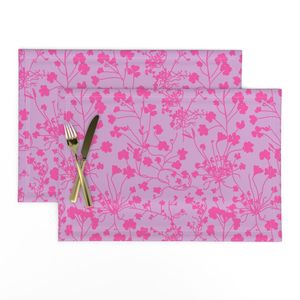 bright pink clover silhouettes on soft lavender background / medium