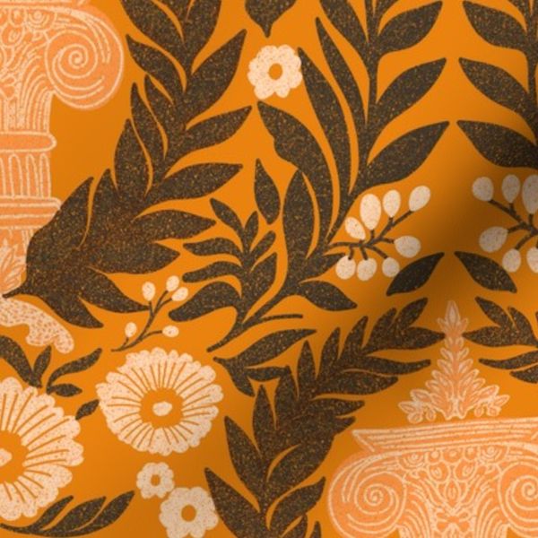 Sm Orange Aged floral textured