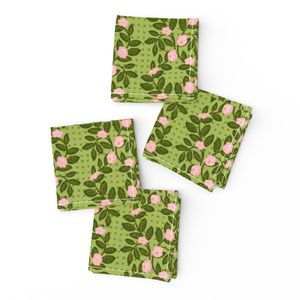 Climbing Vine Ogee Floral on Cross Stitch - Moody Olive Green Pink - Small