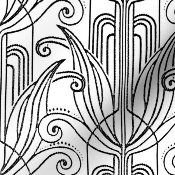 Stylised floral Noir Sur Fond Blanc