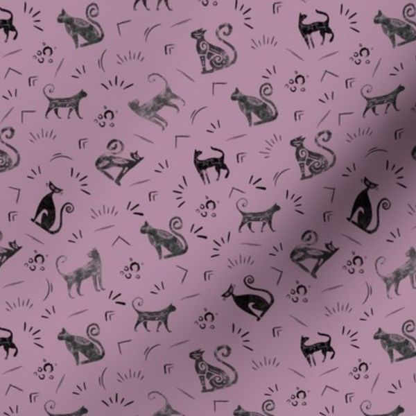 Cave Art Cats on Light Gray Magenta - small
