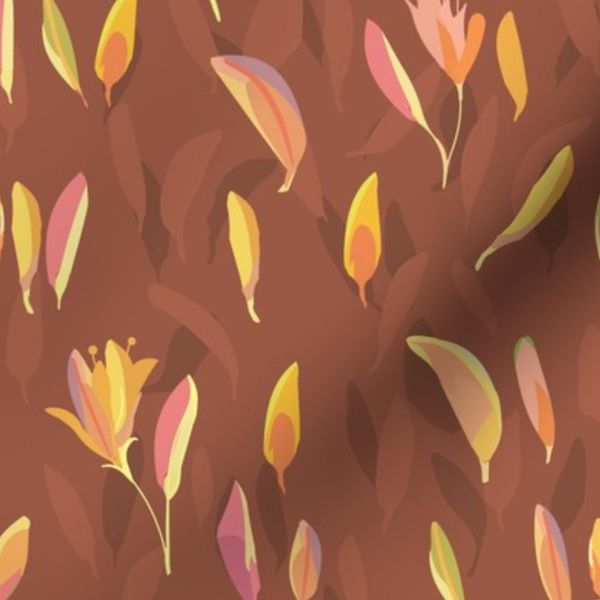 Medium Layered Leaves Chocolate Brown - Painterly Autumn