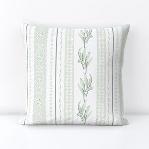 Sea Breeze Coastal Stripes - Star Fish And Sea Grass - Sage Green White