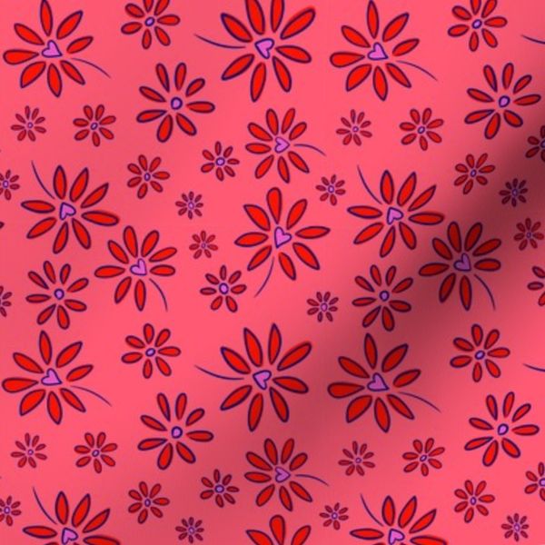 Bold and Fun Floral Heart Petals in Bright Valentine Pink