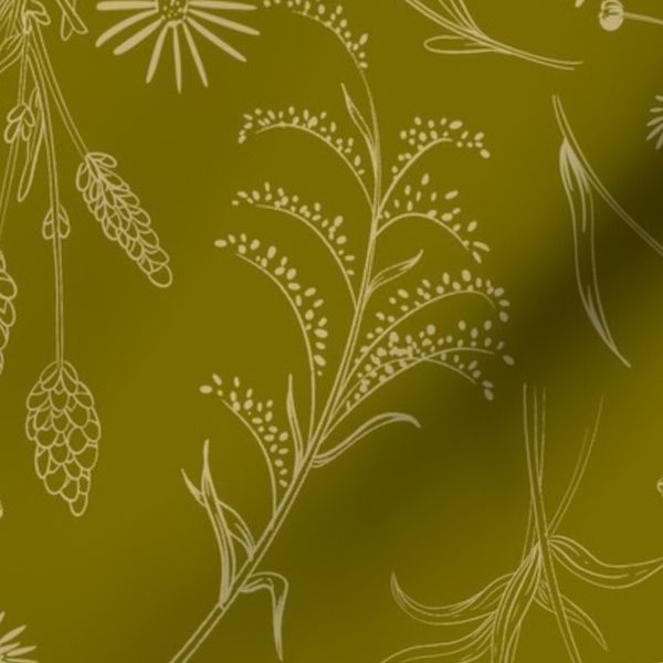 Classic Wildflowers Collage Traditional Maximalism-Yellow Gold-XL