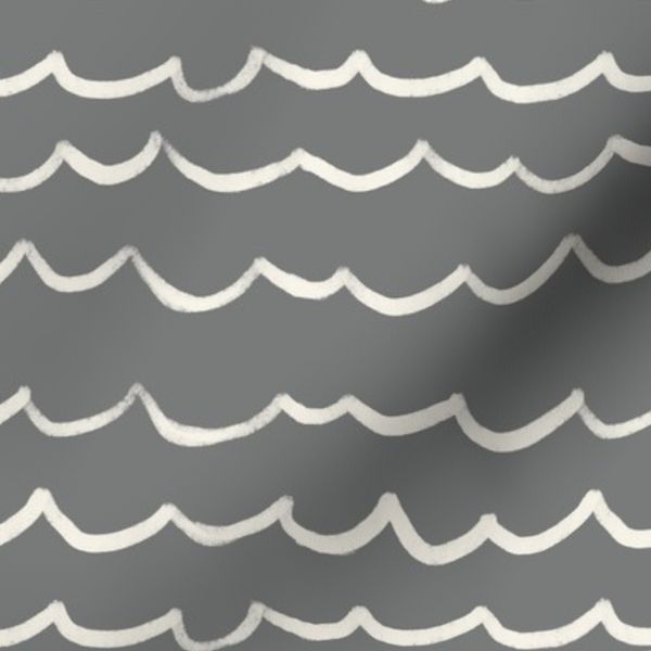 Scallop Wave Stripe Gray Neutral Nursery Minimal M