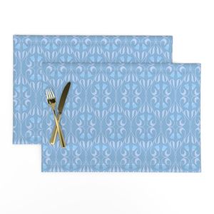 Bell flowers in Art Nouveau foliage - light blue- small