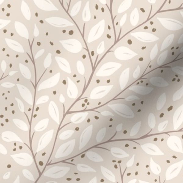 Flowing Hand Drawn Vines For Home Decor In Cream And Beige