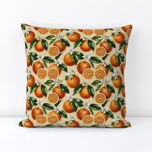 Vintage Orange Blossom Citrus Mediterranean Fruit Pattern