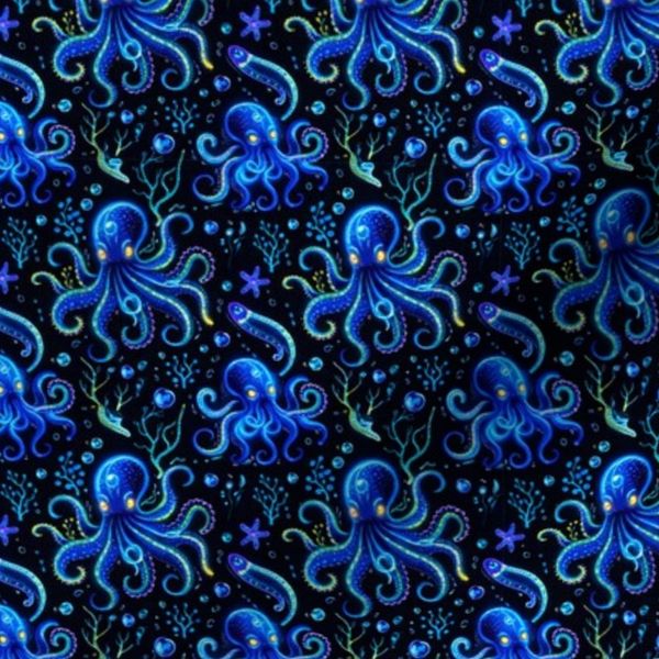 Electric Blue Octopus Fabric