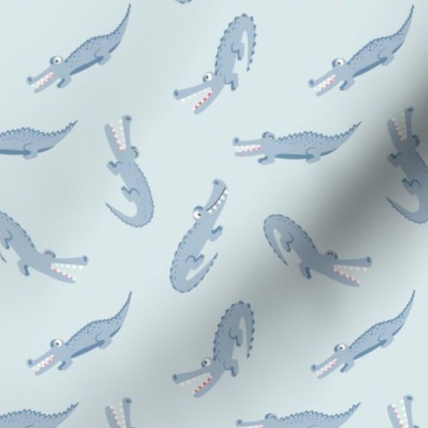 Blue Alligators On Light Blue Gator Tossed Small
