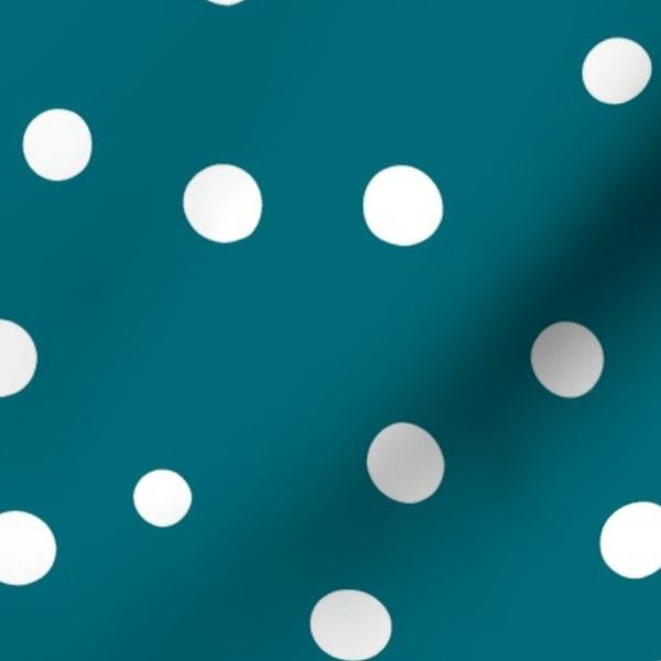 Large White Polka Dots on Teal
