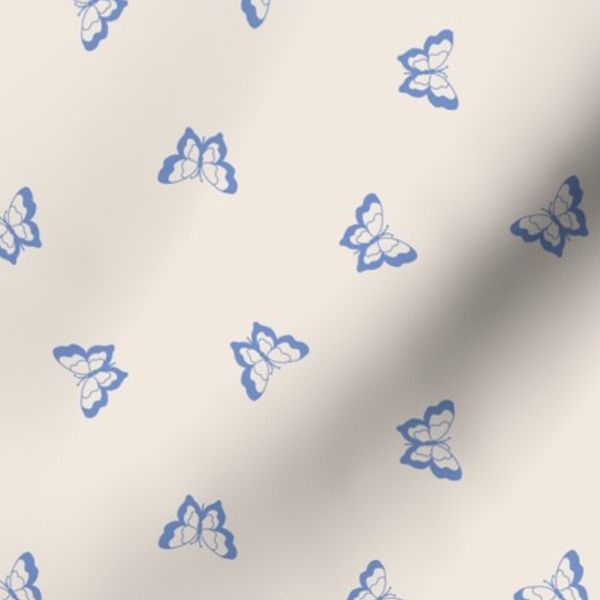 SMALL Simple Minimal nature butterfly botanical garden insect blue ivory