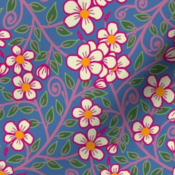 Vintage Floral Art Nouveau 0402M - Blue Teal