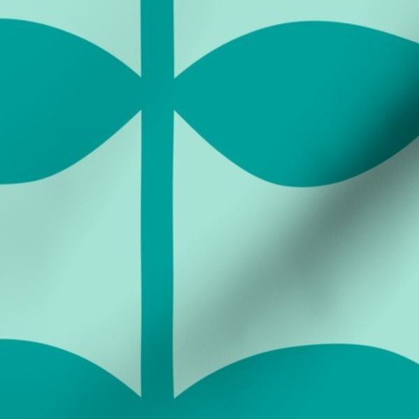 Mid Century Mod Botanical Aqua Teal Graphic Leaves - XL Statement