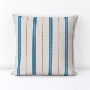 (S) Minimalist folk stripes vertical lines linen like vibrant blue orange