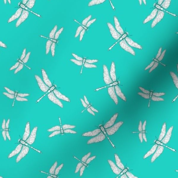 Dragonfly Sketch On Teal - Small
