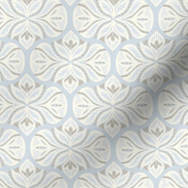 Folk Florals Ogee in powder blue medium scale