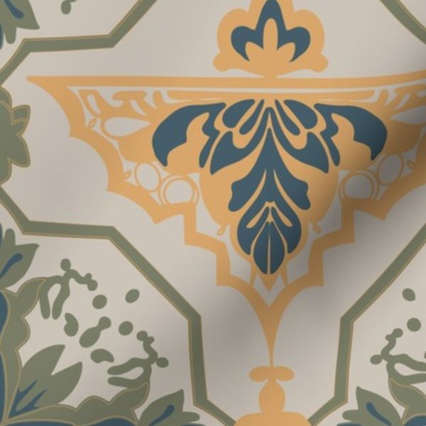 Florentine Market Tile in Gray and Navy
