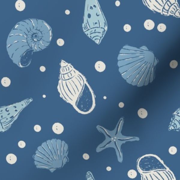 tossed shells in coastal blues