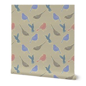 Summer Bloom Muted Coastal Birds-beige background