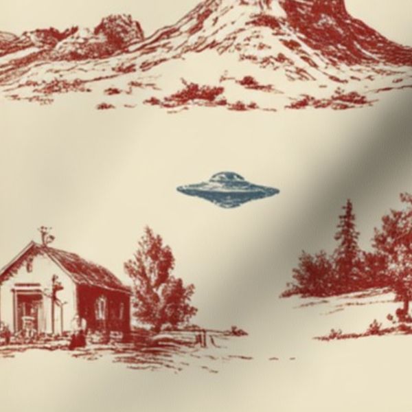 Vintage UFO Toile de Jouy Landscape