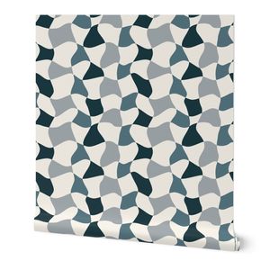 Navy Blue Coastal Vintage Checker In Sail Cream And Blue Cool colors