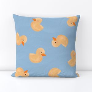 Large Tossed Hand Painted Cute Yellow Ducks on Blue Baby Boy Nursery