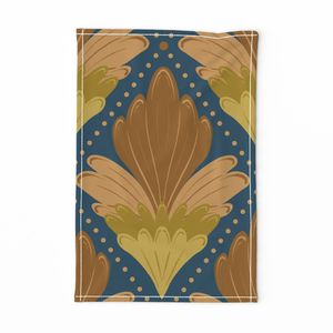Fanflower Revival Diamond Grid - Teal Ochre and Rust