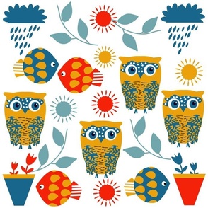 Fantasy Owls Pattern/Nature Pattern/Summer Pattern/Fantasy Birds Pattern