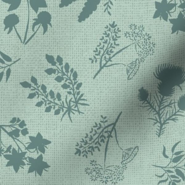 Prairie Wildflower Silhouettes - Ocean on Sea Salt medium