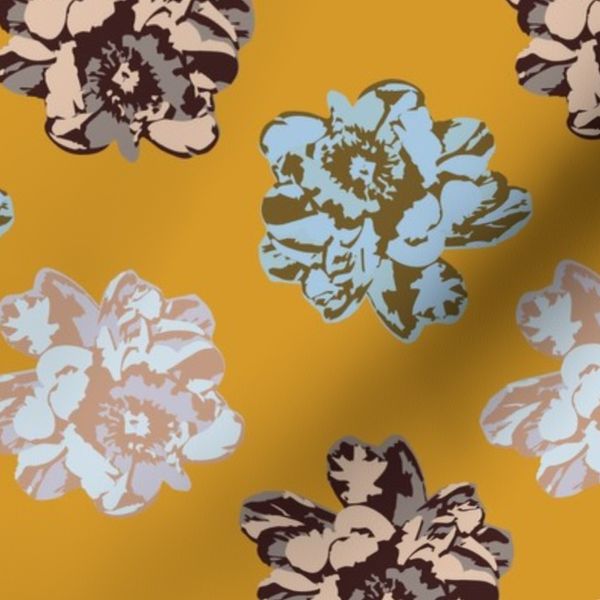 Flowers On Yellowish Brown Background