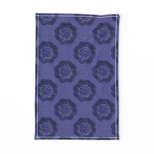 Purple and Blue Scalloped Floral - Vintage Boho Floral Repeat - Large