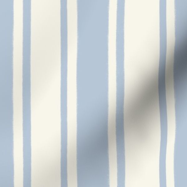 Classic Ticking Stripe - Textured Hand-Drawn - Soft Dusty Chambray Blue (L)