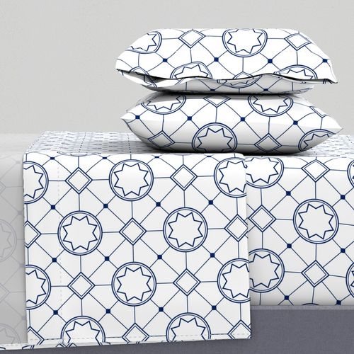 Azulejo Heritage Mediterranean Cobalt Geometric Star Tile
