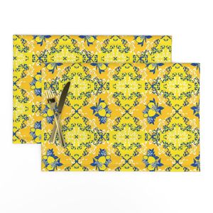 Sunlit Lemon Royal Mediterranean yellow fruit blue floral white bloom Italy