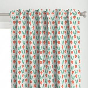 Turnip Root Vegetables - Coral And Mint On Cream White