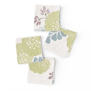 Contemporary Cottage Faded Folk Floral Large Scale Apple Green