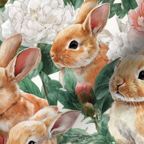 Bunnies in flowers
