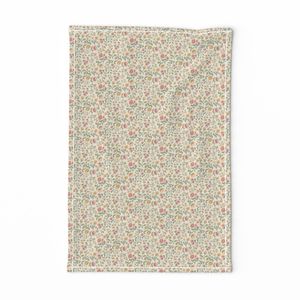 Scattered Peony - vintage ditsy floral - yellow pink green on light - XS