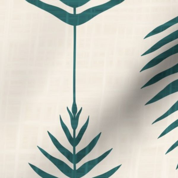 botanical palm leaf stripe textured scandi boho japandi natural teal green