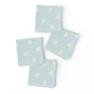 Small delicate hand-drawn creamy florals on soft blue background (S)