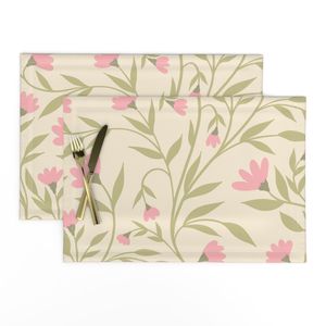 Apple Blossom Drift Botanical Misty Rose-Sage floral Soft Beige Large Scale