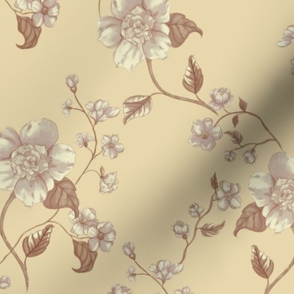 Vintage floral - brown butter