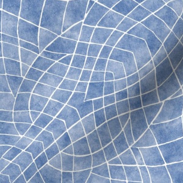 Geometric Mosaic Coastal Beach House Wall Denim Blue