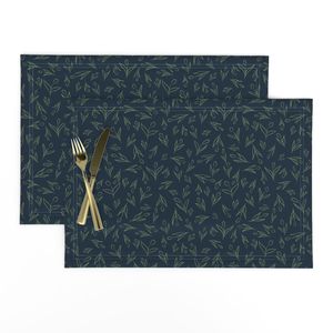 Sketchy Floral - Green on Navy Blue - Small Version