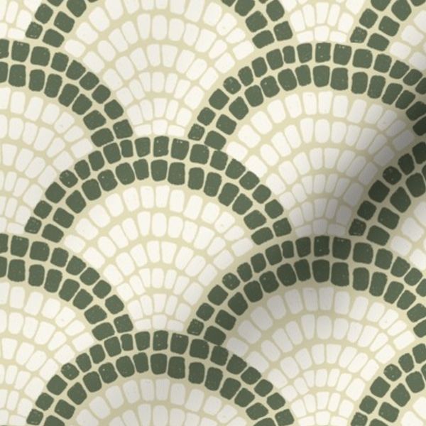 Mosaic Scallop Boho Arches Olive Green Pistachio Light Sage Green Cream