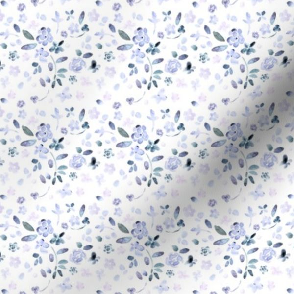Ditsy Blue Teal Pink Purple Florals Watercolor Wallpaper Girl Boho Nursery