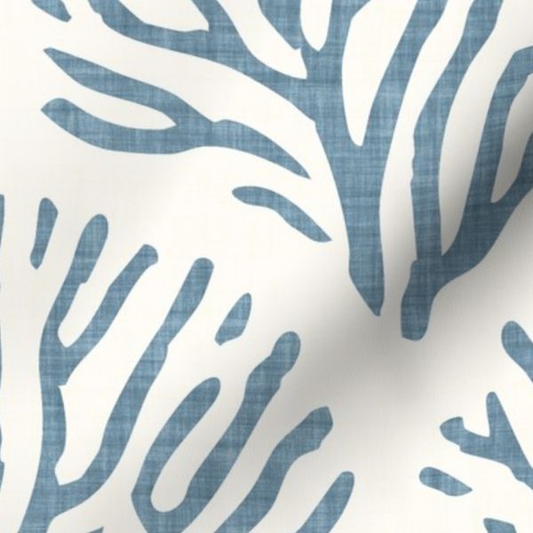 Coastal Corals Textured for Hamptons Cottage Ocean Blue & Soft White JUMBO