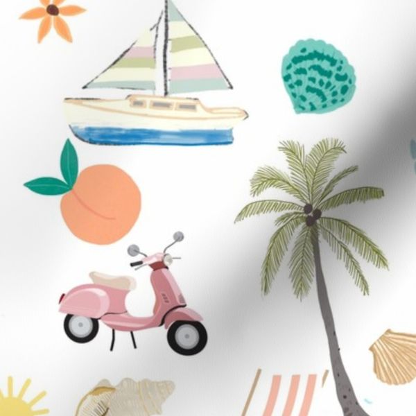 Summer Beach Pattern white background